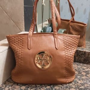 Tory Burch Tan Camel Braided Tote